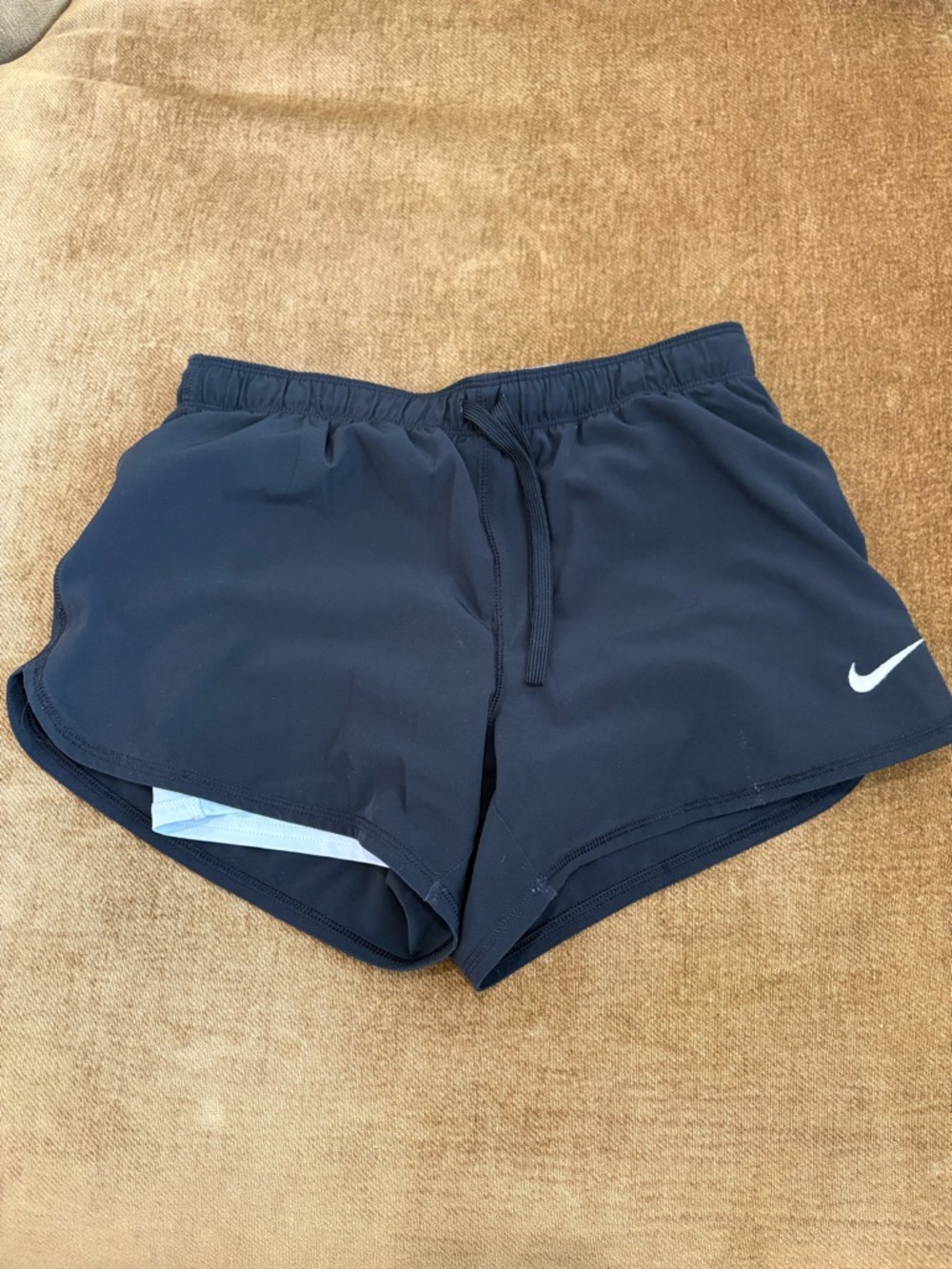 Nike Women’s black Athletic Running Shorts with White Swoosh
